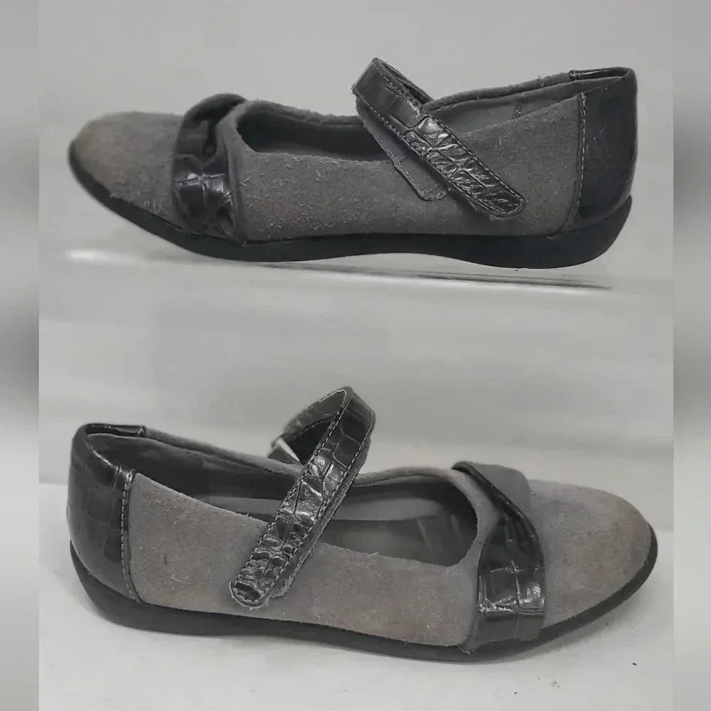 GIRLS BALLETO Leather Suede Light gray Maryjane Dress shoe Flexible Sole Comfort